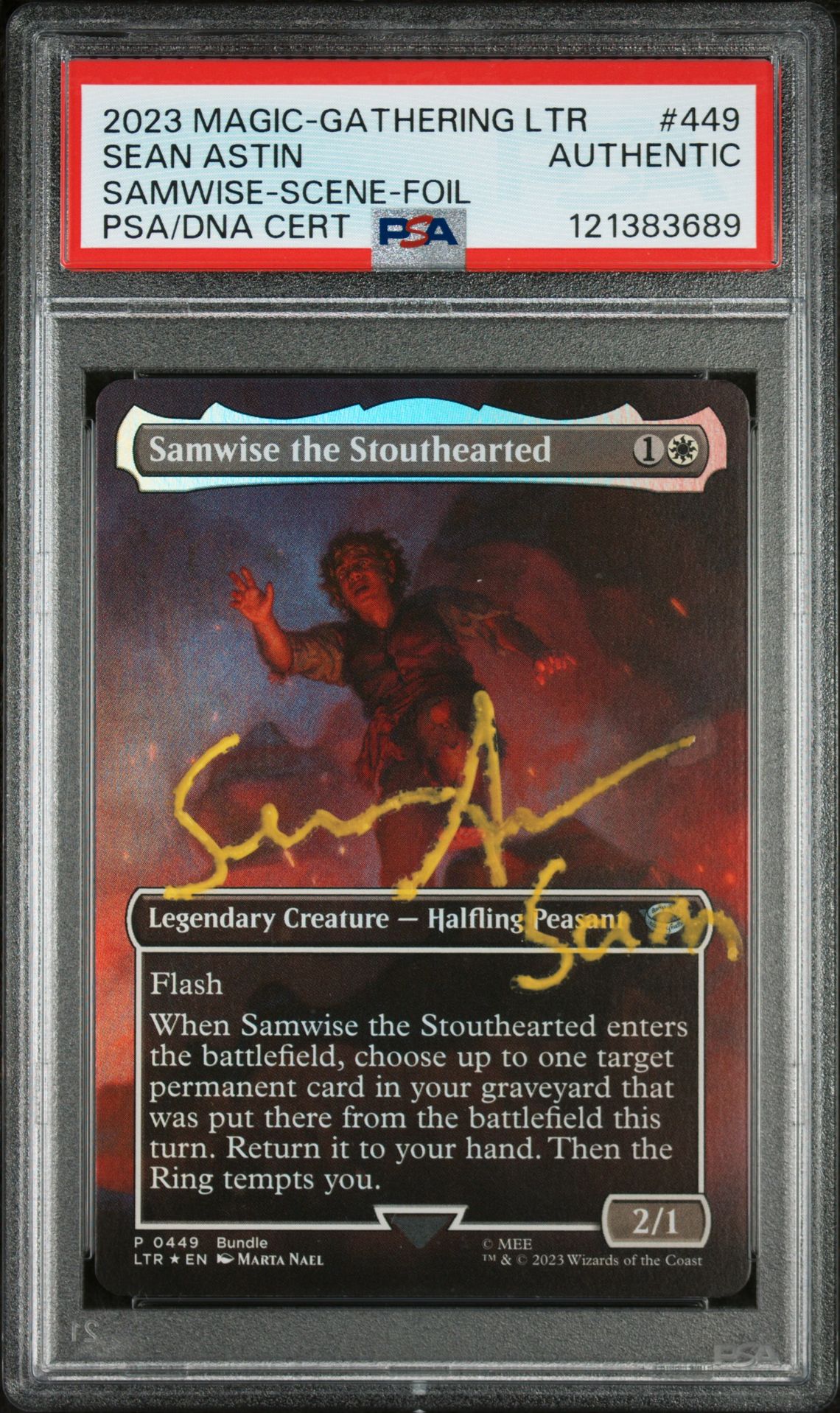 2023 MTG MAGIC THE GATHERING THE LORD OF THE RINGS: TALES OF MIDDLE-EARTH SAMWISE-SCENE-FOIL #449 Sean Astin front