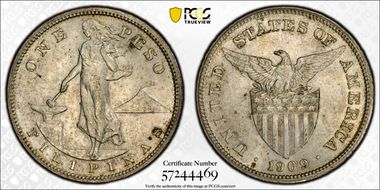 1909-S Peso KM-172  Ag MS63