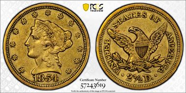 1854 $2.50 AU50