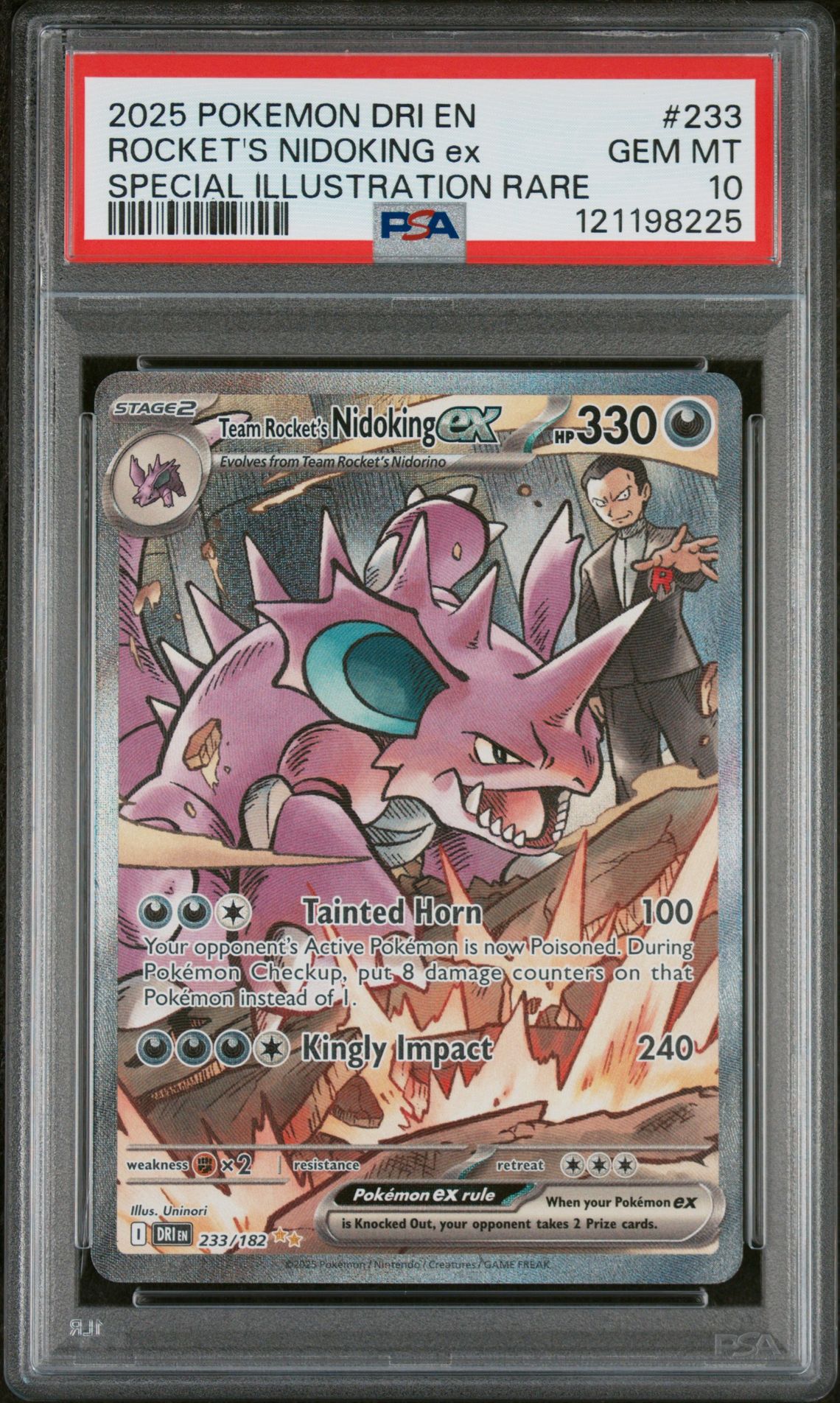 2025 Pokemon Dri En-Destined Rivals Rocket's Nidoking Ex #233 (Special Illustration Rare) Gem Mt 10 front