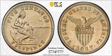 1917-S 5C MS62