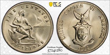 1944-S 5C MS66
