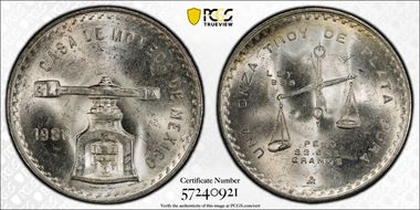 1980/9-Mo Onza KM-M49b.5  Ag MS64