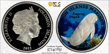 2011 $10 Dugong Dugon Colorized PR69DCAM