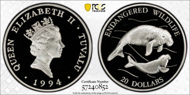1994 $20 Dugong - Endangered Wildlife PR69DCAM