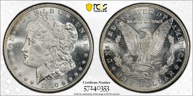 1890-CC $1 Tailbar MS65