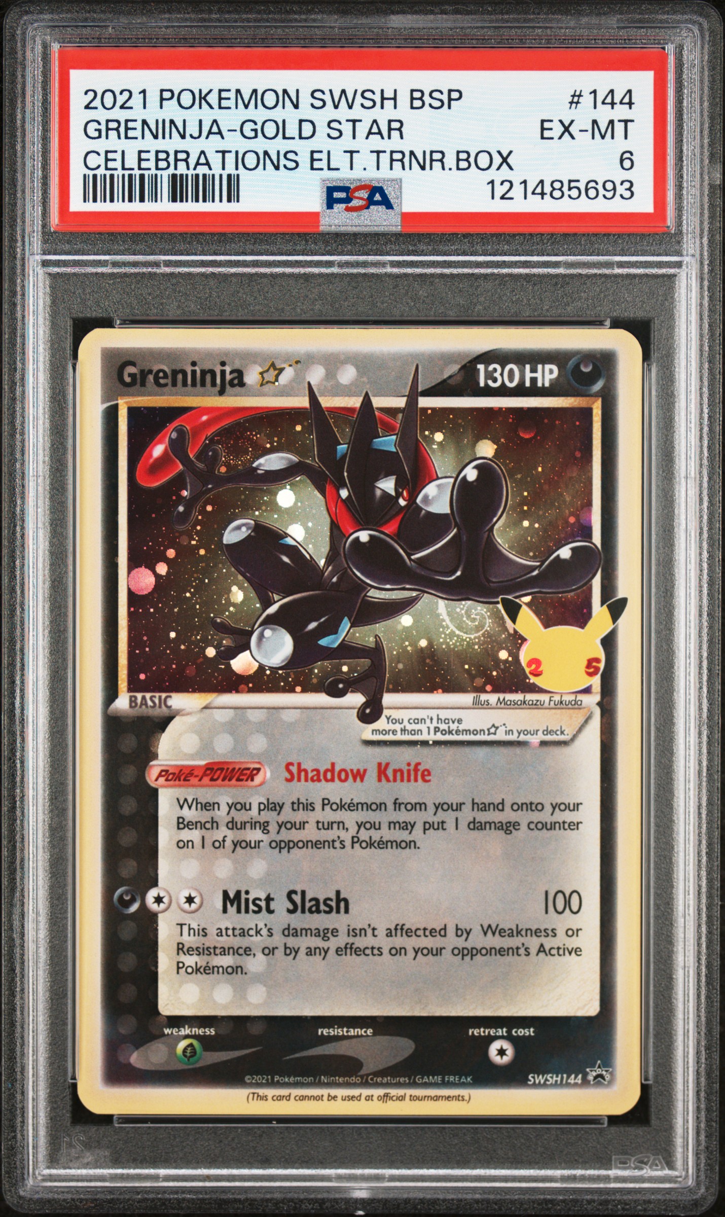 2021 #144 Greninja-Gold Star PSA 6 Swsh Black Star Promo