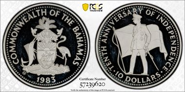 1983-CHI $10 Independence 10th Ann. PR64DCAM