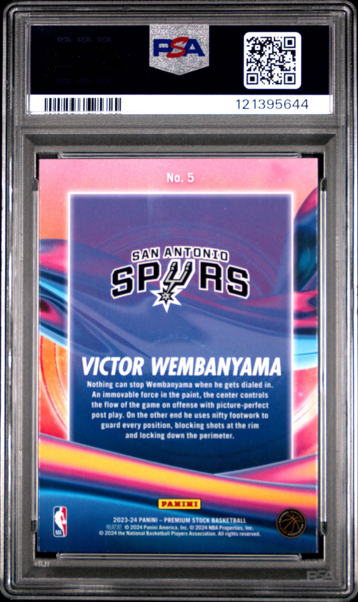 2023 Panini Hoops Premium Stock Anti Gravity Victor Wembanyama #5 Gem Mt 10 back