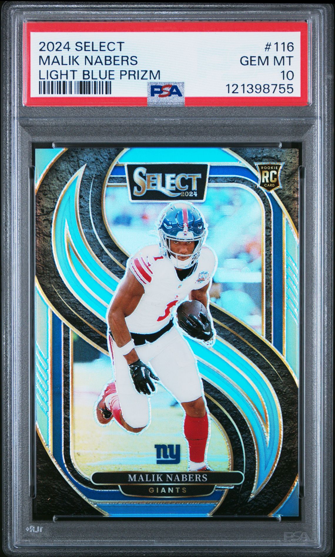 2024 Panini Select Malik Nabers #116 (Light Blue Prizm) Gem Mt 10 front