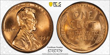 1957 1C MS67RD