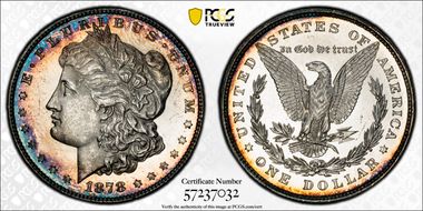 1878 8TF $1 MS63PL