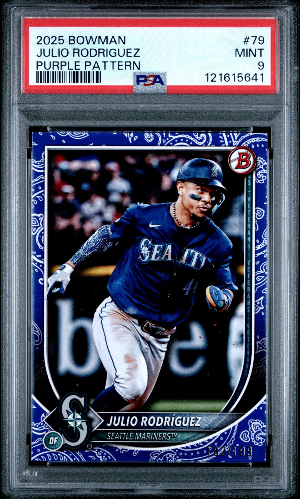 2025 Bowman Julio Rodriguez #79 (Purple Pattern) Mint 9 front