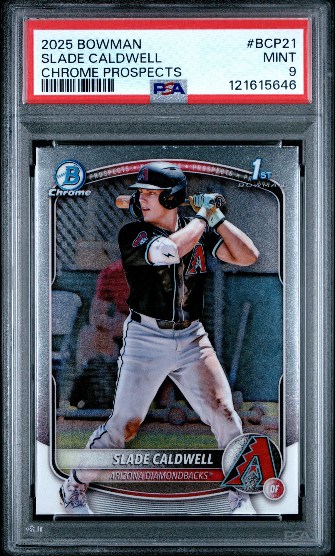 2025 Bowman Chrome Prospects Slade Caldwell #Bcp21 Mint 9 front