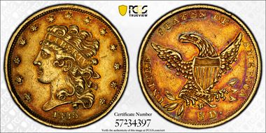 1835 $5 AU55