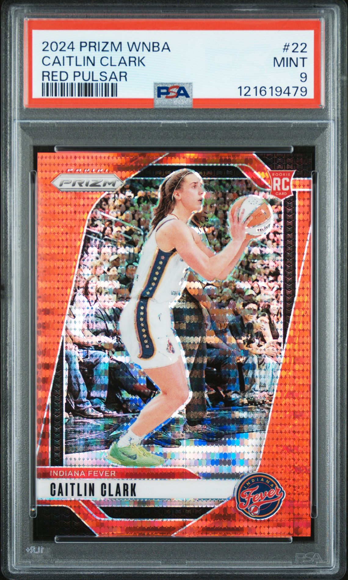 2024 Panini Prizm Wnba Caitlin Clark #22 (Red Pulsar) Mint 9 front