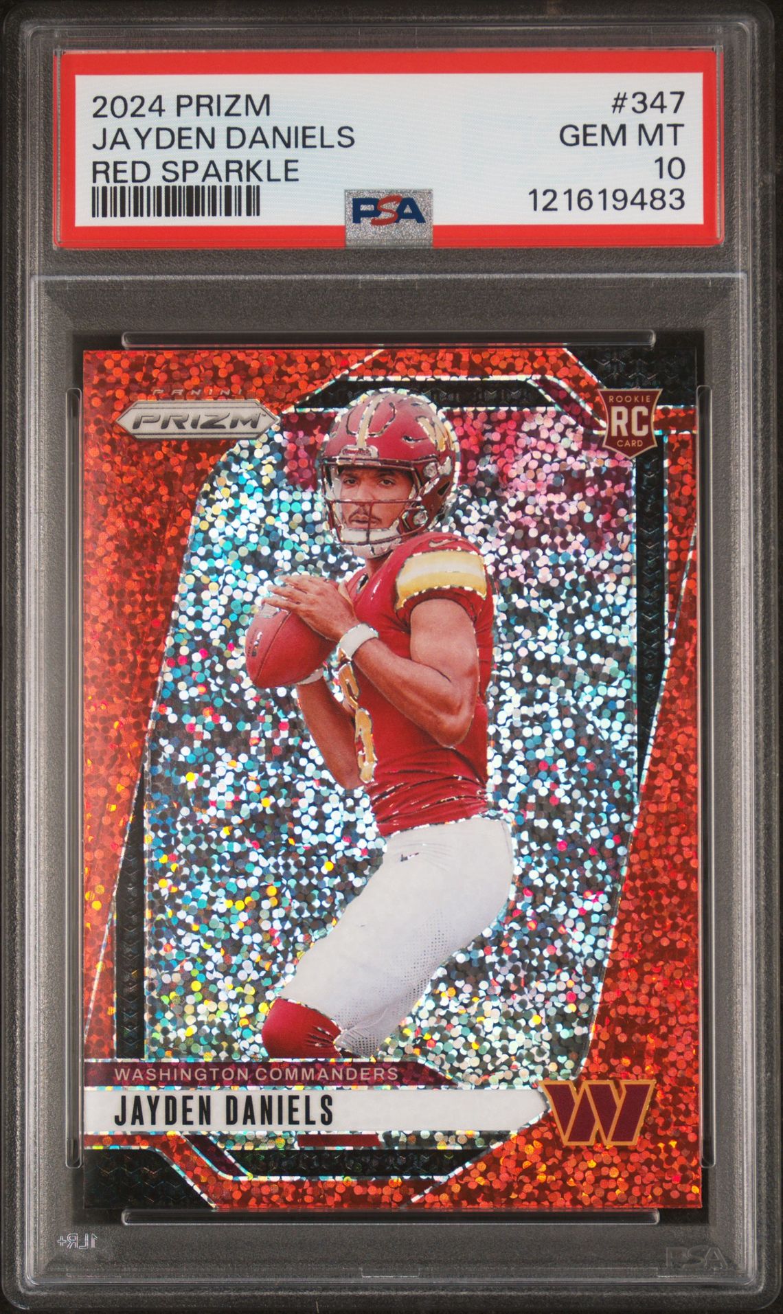 2024 Panini Prizm Jayden Daniels #347 (Red Sparkle) Gem Mt 10 front