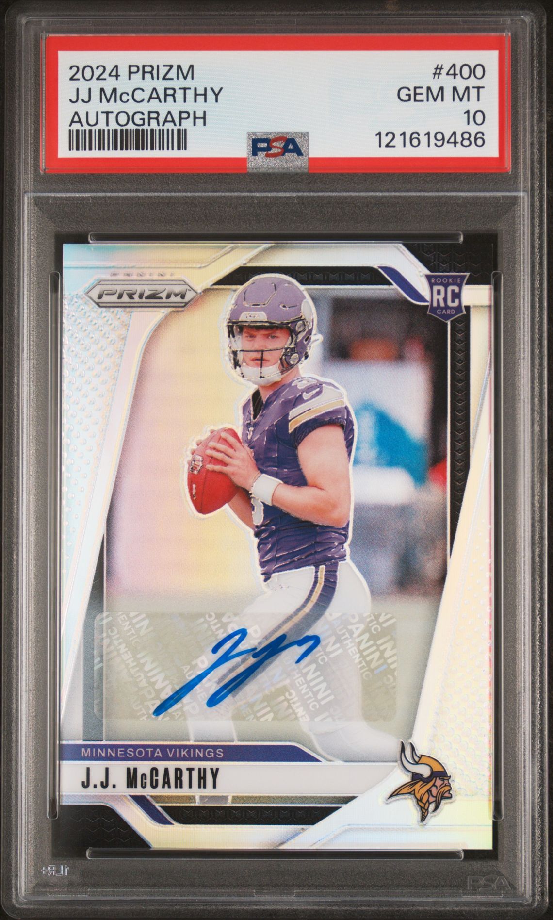 2024 Panini Prizm Jj Mccarthy #400 (Autograph) Gem Mt 10 front
