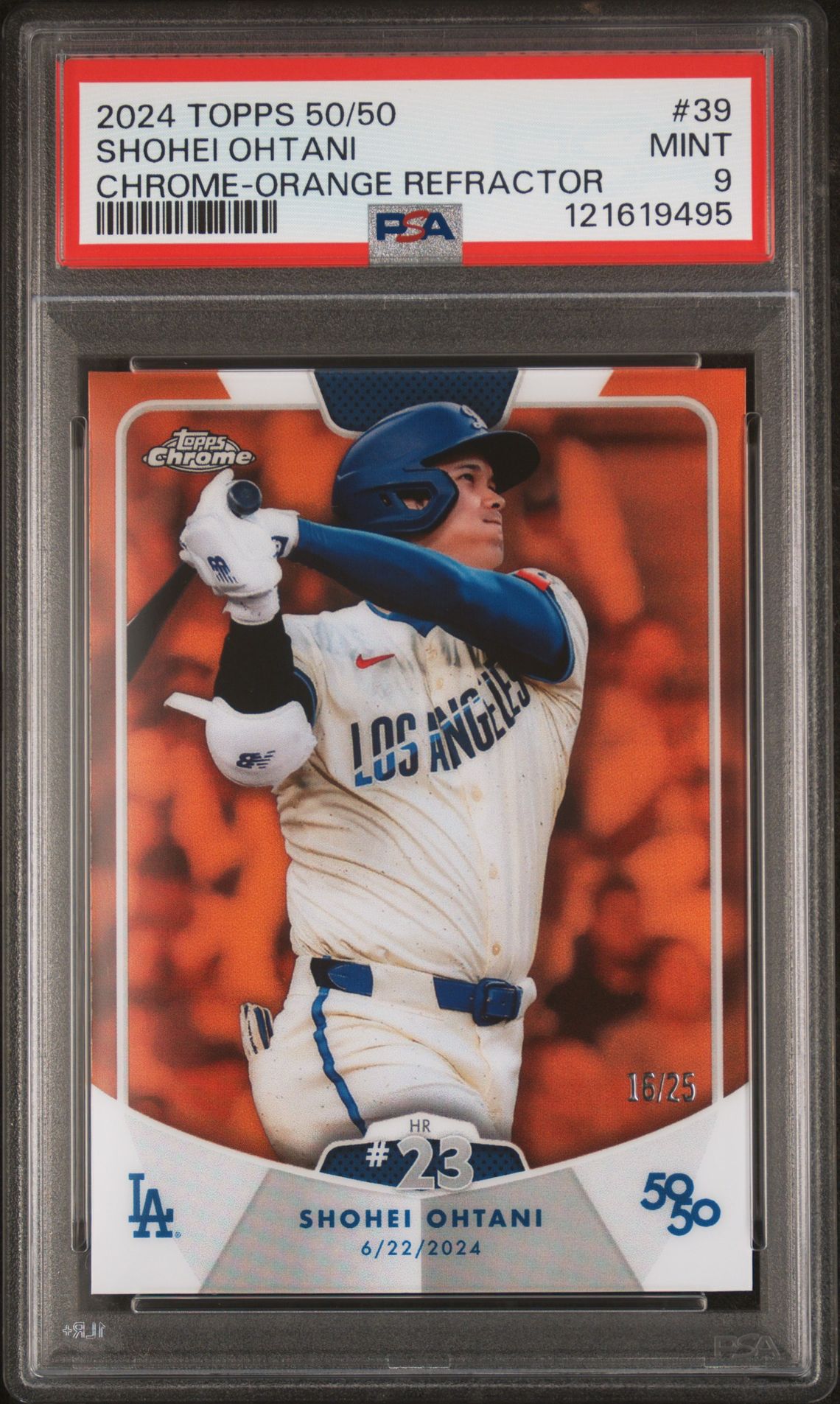 2024 Topps 50/50 Shohei Ohtani Shohei Ohtani #39 (Chrome-Orange Refractor) Mint 9 front