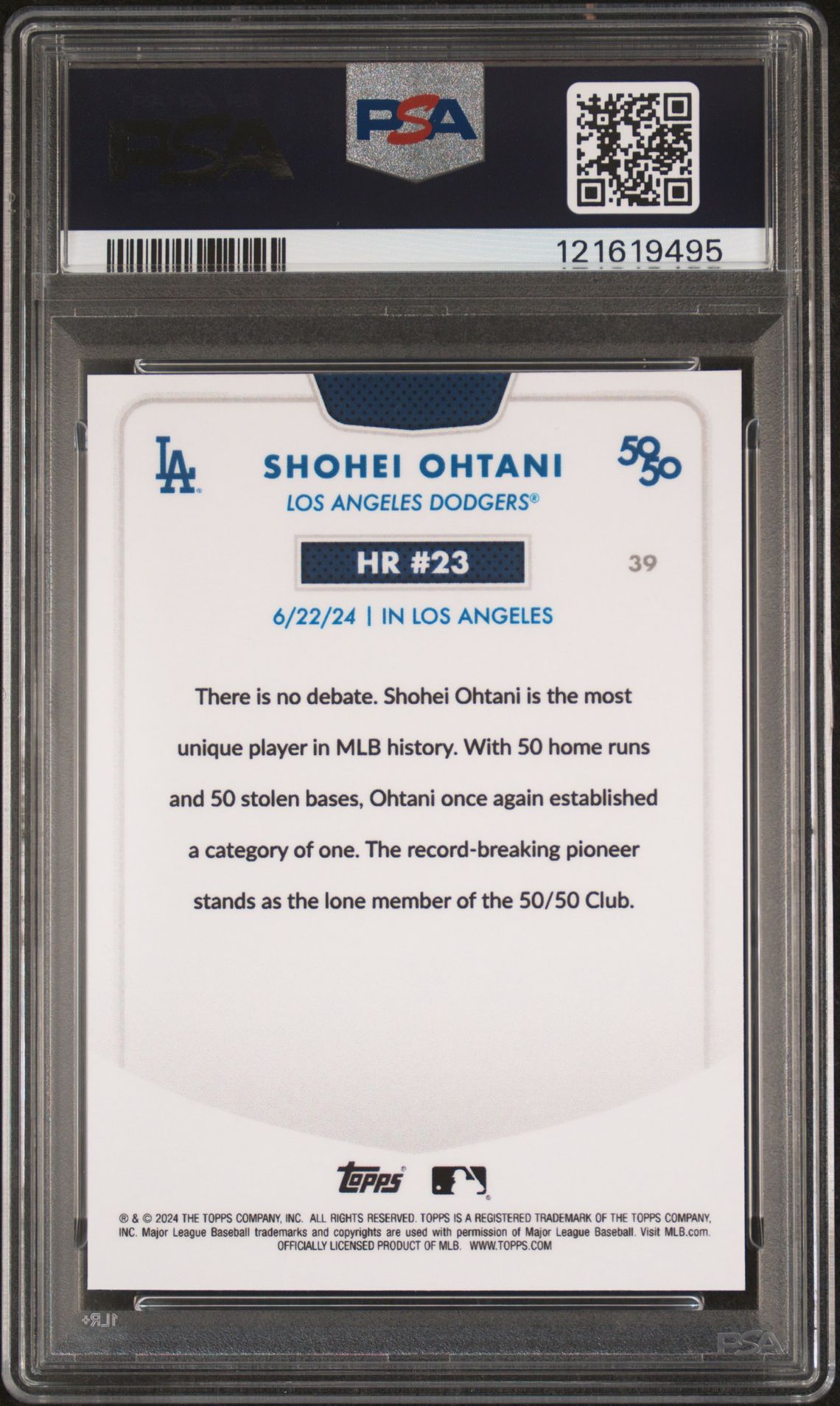 2024 Topps 50/50 Shohei Ohtani Shohei Ohtani #39 (Chrome-Orange Refractor) Mint 9 back