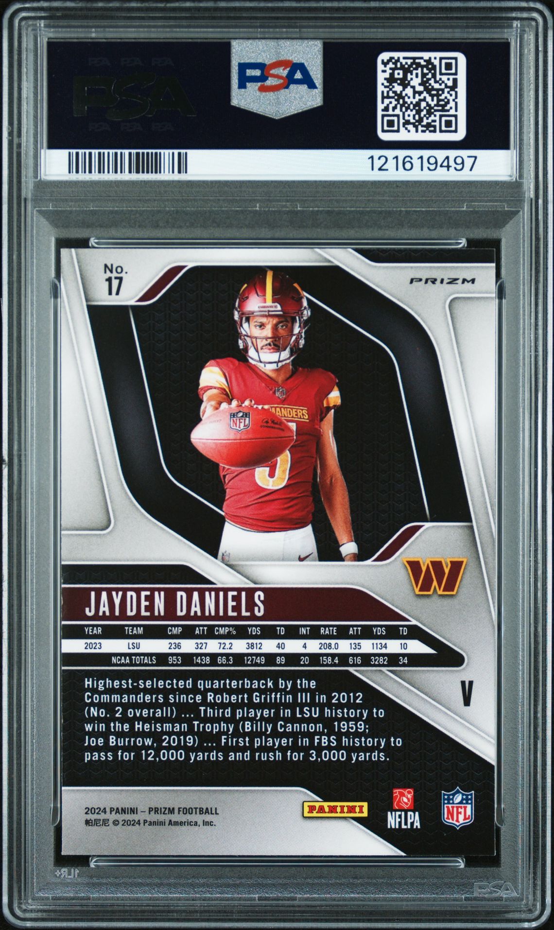 2024 Panini Prizm Rookie Variation Jayden Daniels #17 Mint 9 back