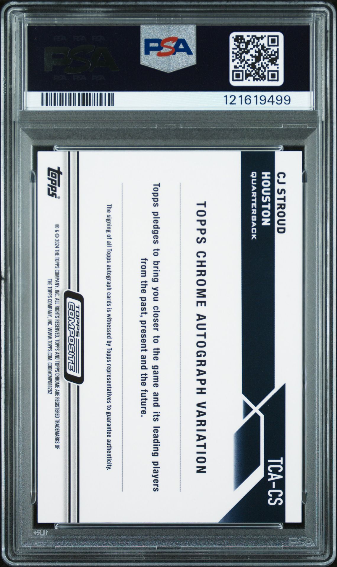 2023 Topps Composite Topps Chrome Autographs Cj Stroud #Tcacs (Chrome Auto-Grn Geometric) Mint 9 back