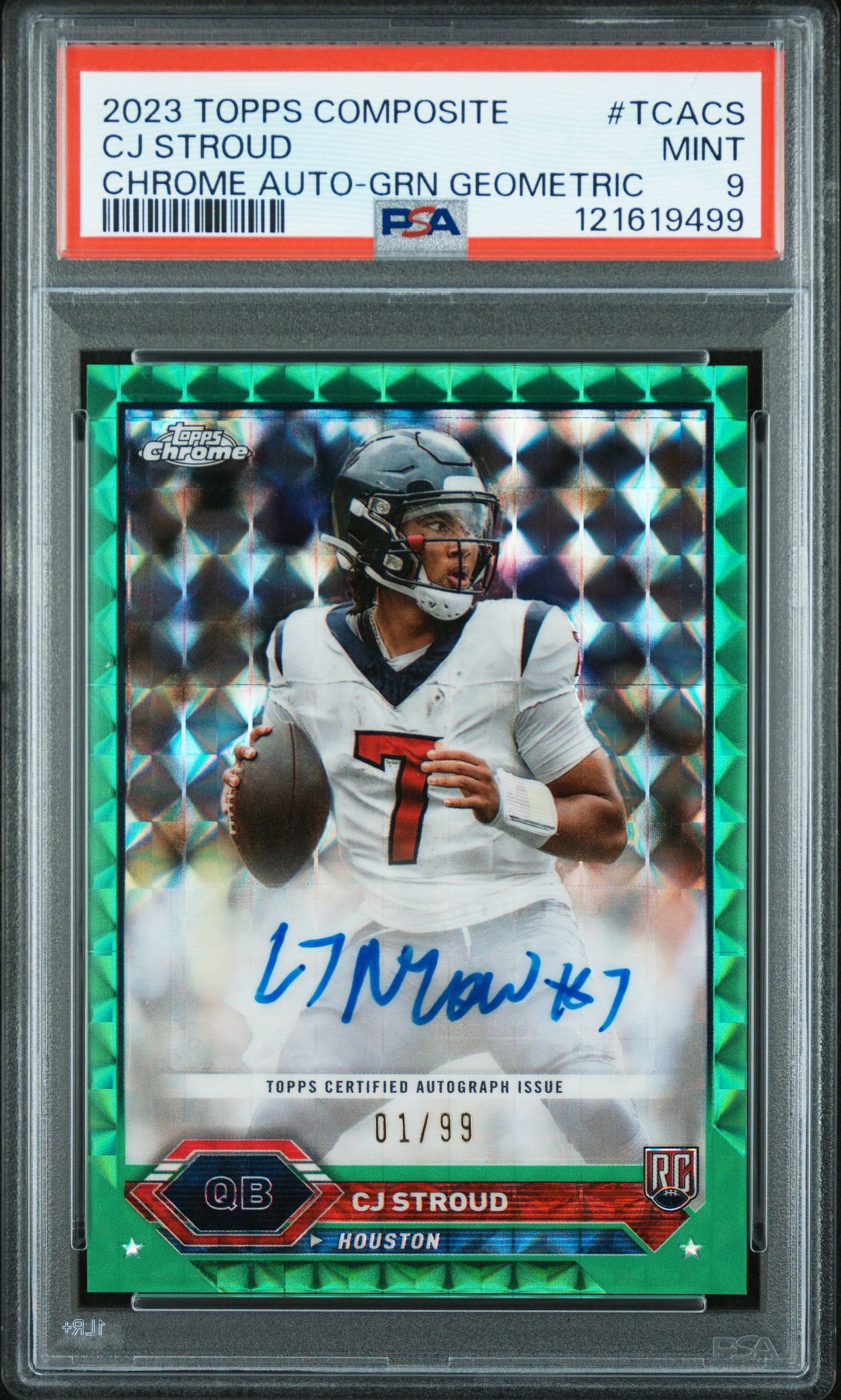2023 Topps Composite Topps Chrome Autographs Cj Stroud #Tcacs (Chrome Auto-Grn Geometric) Mint 9 front