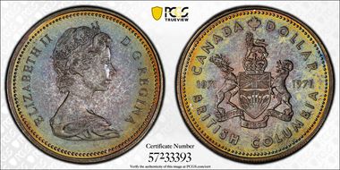 1971 S$1 British Columbia Ag SP67