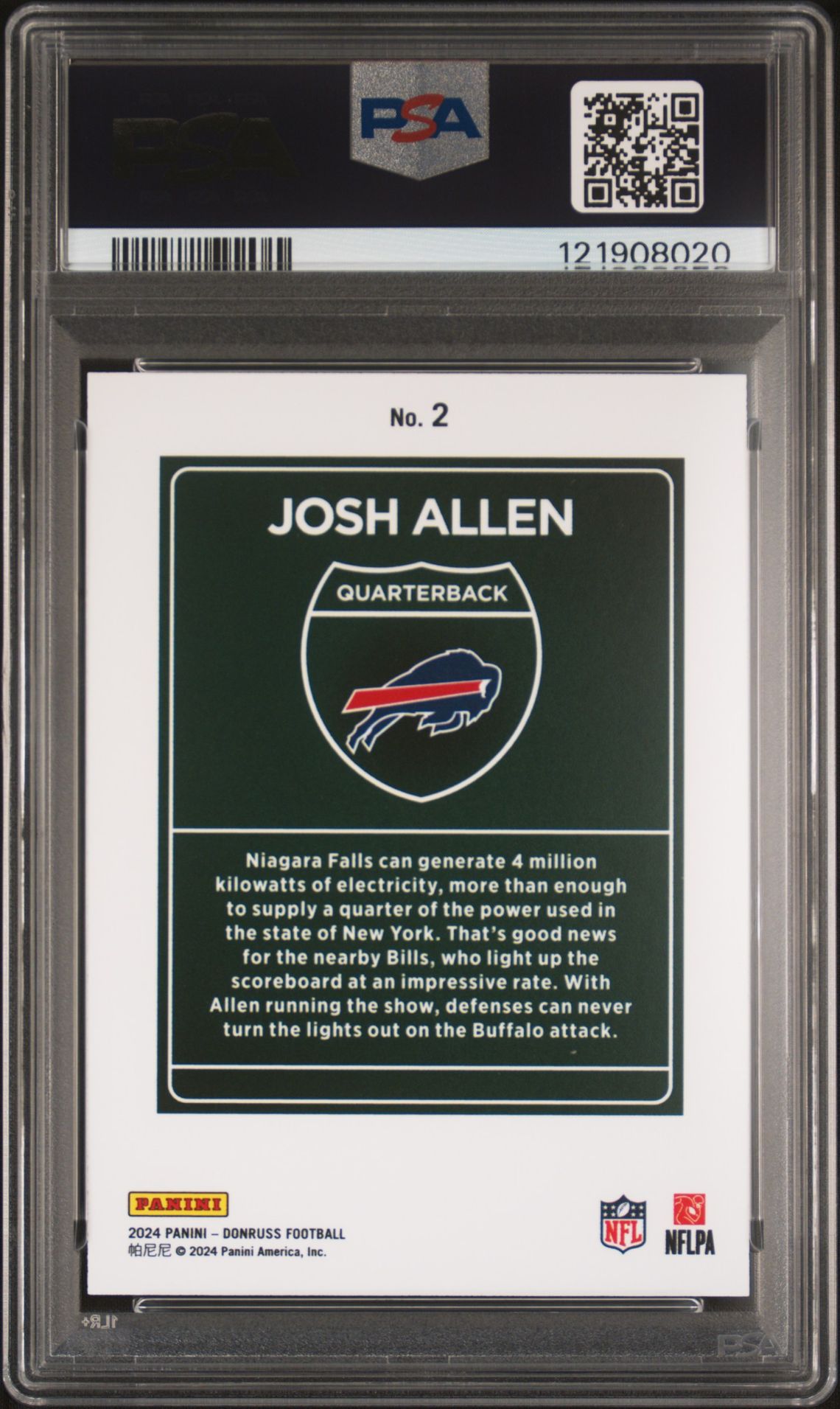 2024 Panini Donruss Downtown! Josh Allen #2 (Downtown!) Mint 9 back