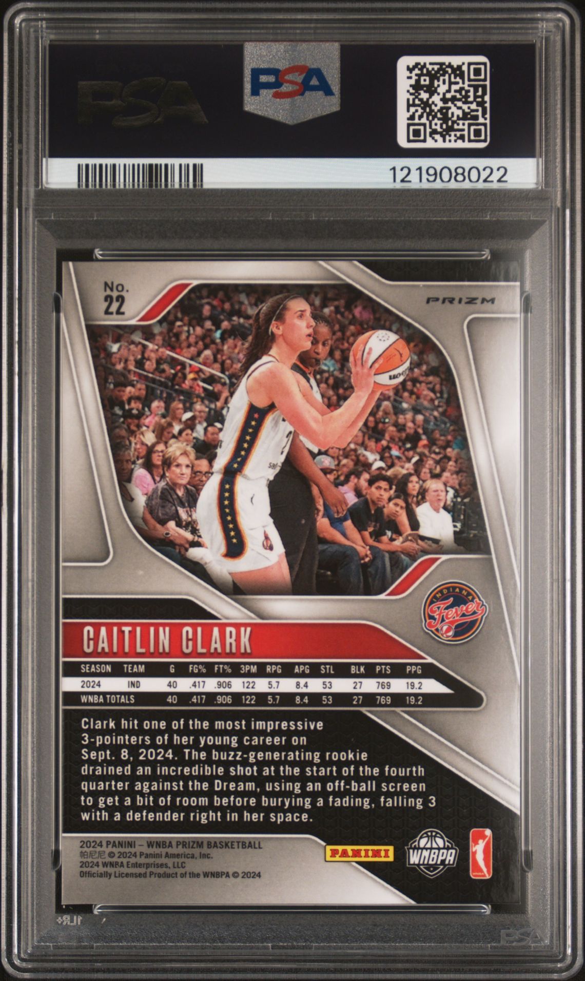 2024 Panini Prizm Wnba Caitlin Clark #22 (Silver Prizm) Mint 9 back