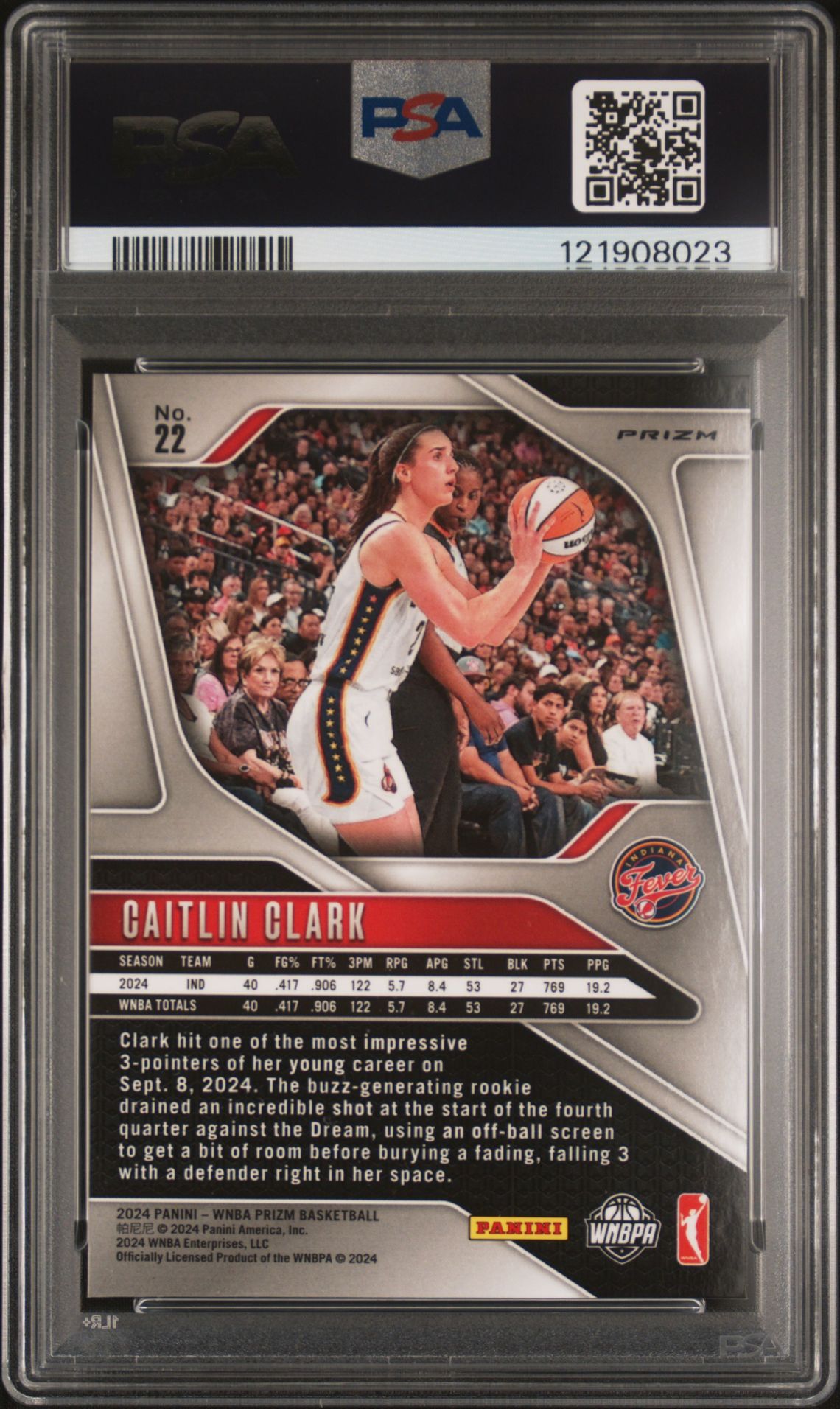 2024 Panini Prizm Wnba Caitlin Clark #22 (Silver Prizm) Mint 9 back
