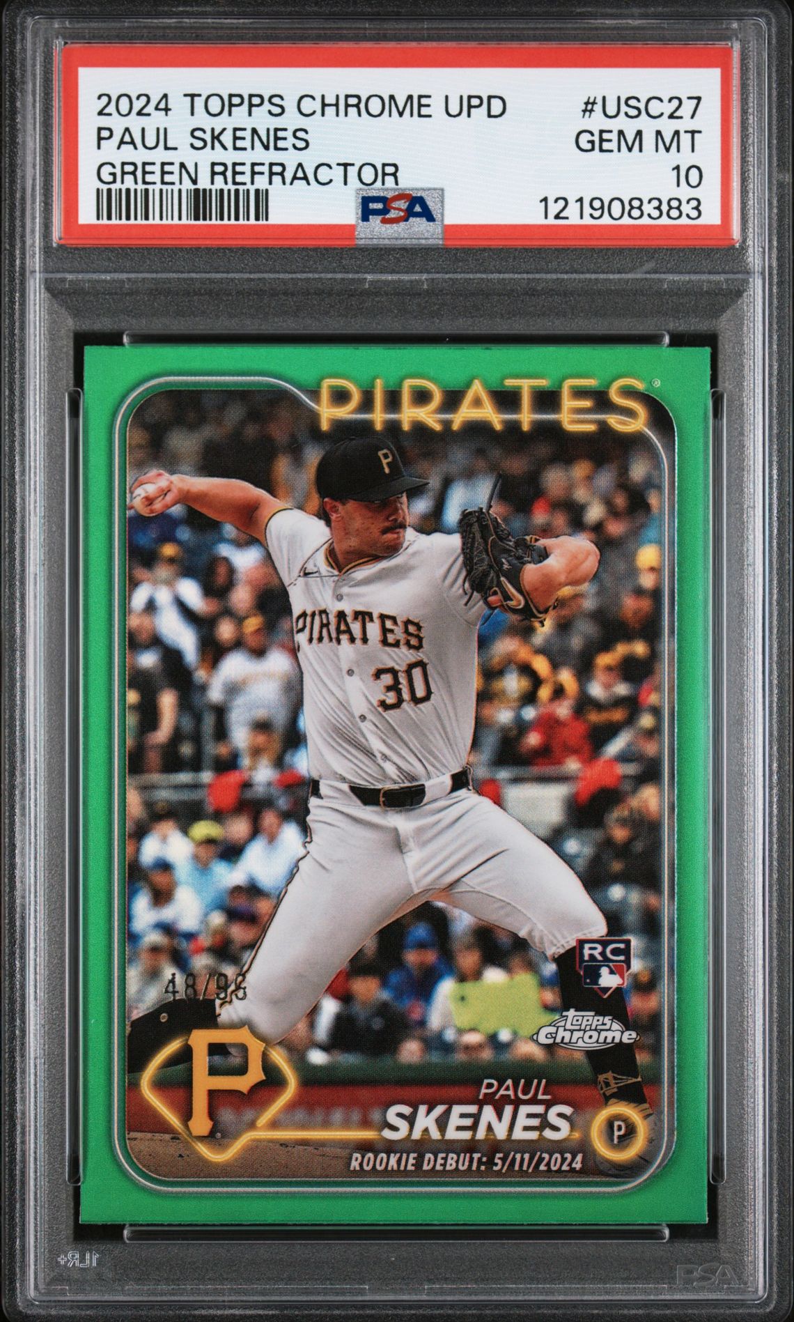 2024 Topps Chrome Update Paul Skenes #Usc27 (Green Refractor) Gem Mt 10 front