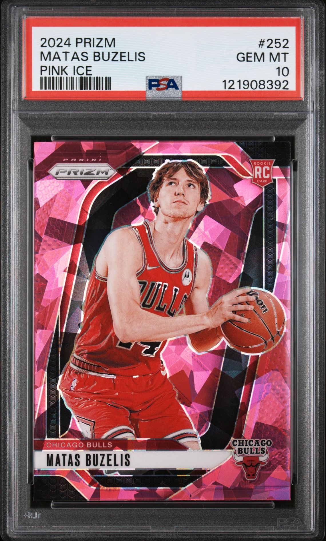 2024 Panini Prizm Matas Buzelis #252 (Pink Ice) Gem Mt 10 front