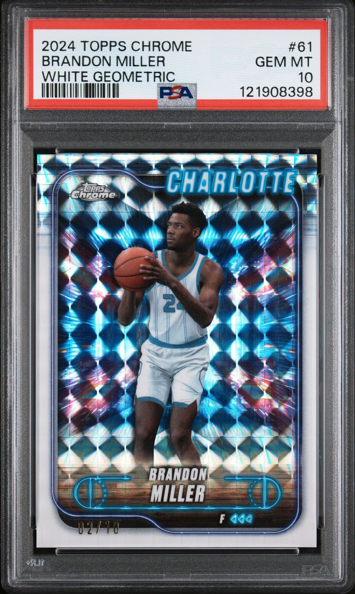2024 Topps Chrome Brandon Miller #61 (White Geometric) Gem Mt 10 front