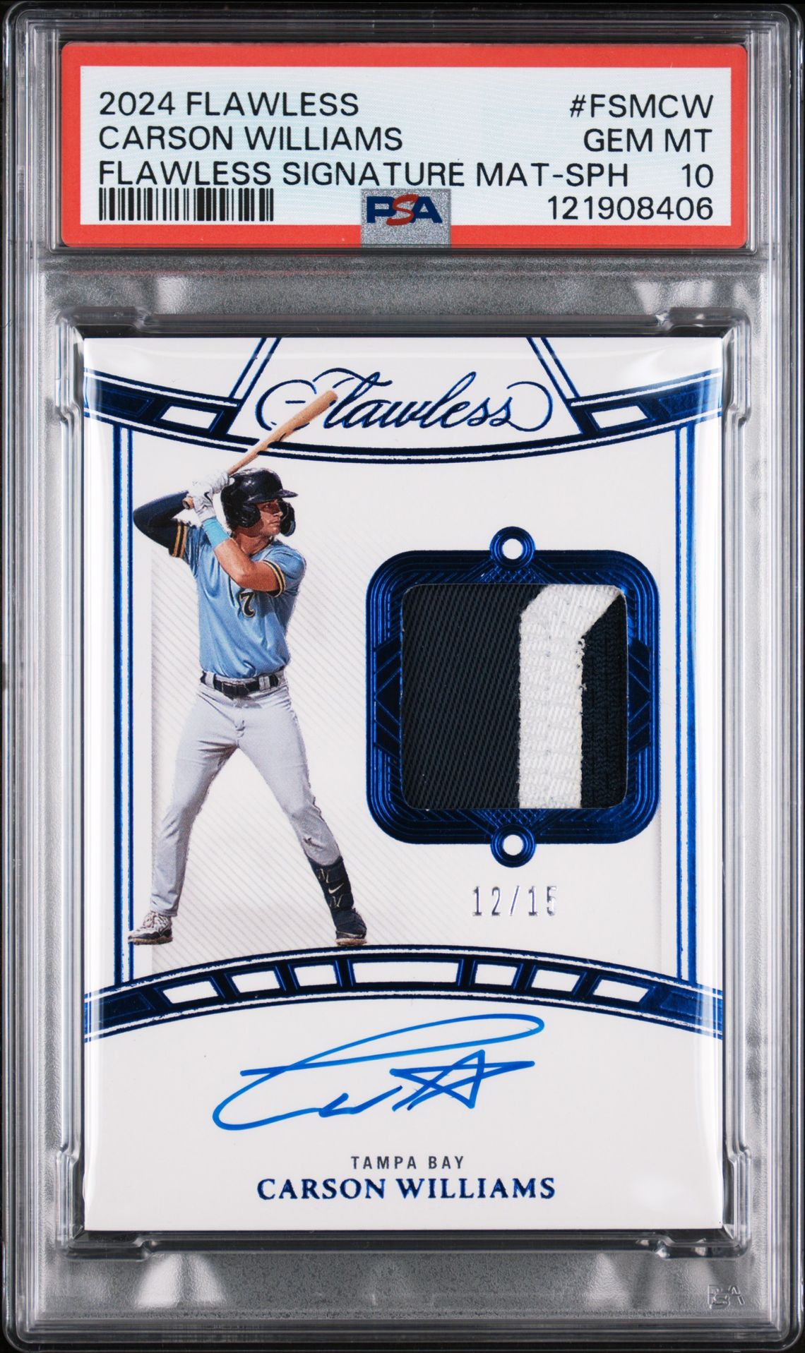 2024 Panini Flawless Flawless Signature Materials Carson Williams #Fsmcw (Flawless Signature Mat-Sph) Gem Mt 10 front