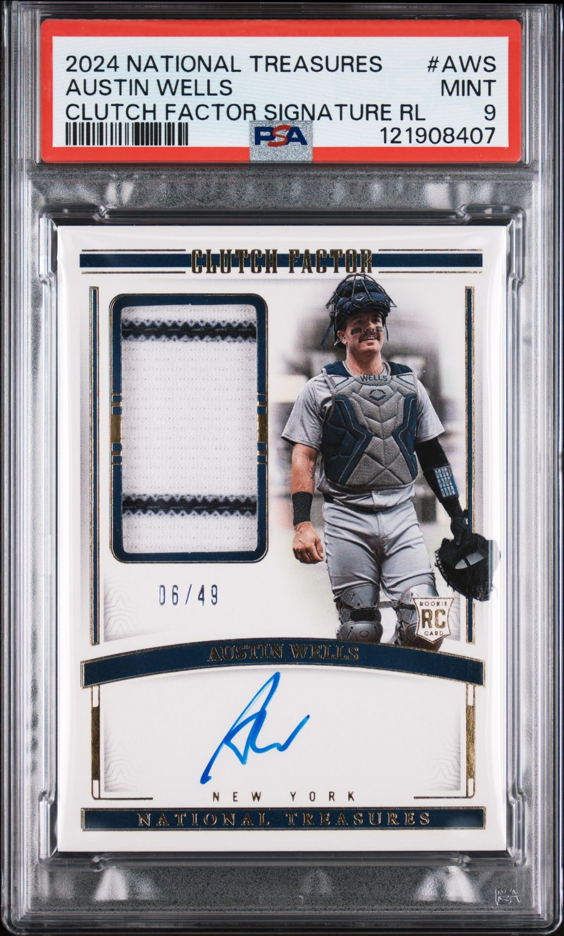 2024 Panini National Treasures Clutch Factor Signature Relics Austin Wells #Aws Mint 9 front