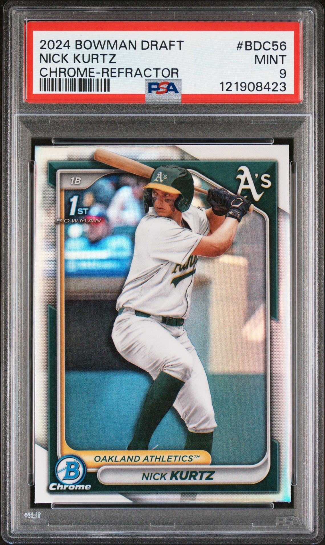 2024 Bowman Draft Nick Kurtz #Bdc56 (Chrome-Refractor) Mint 9 front