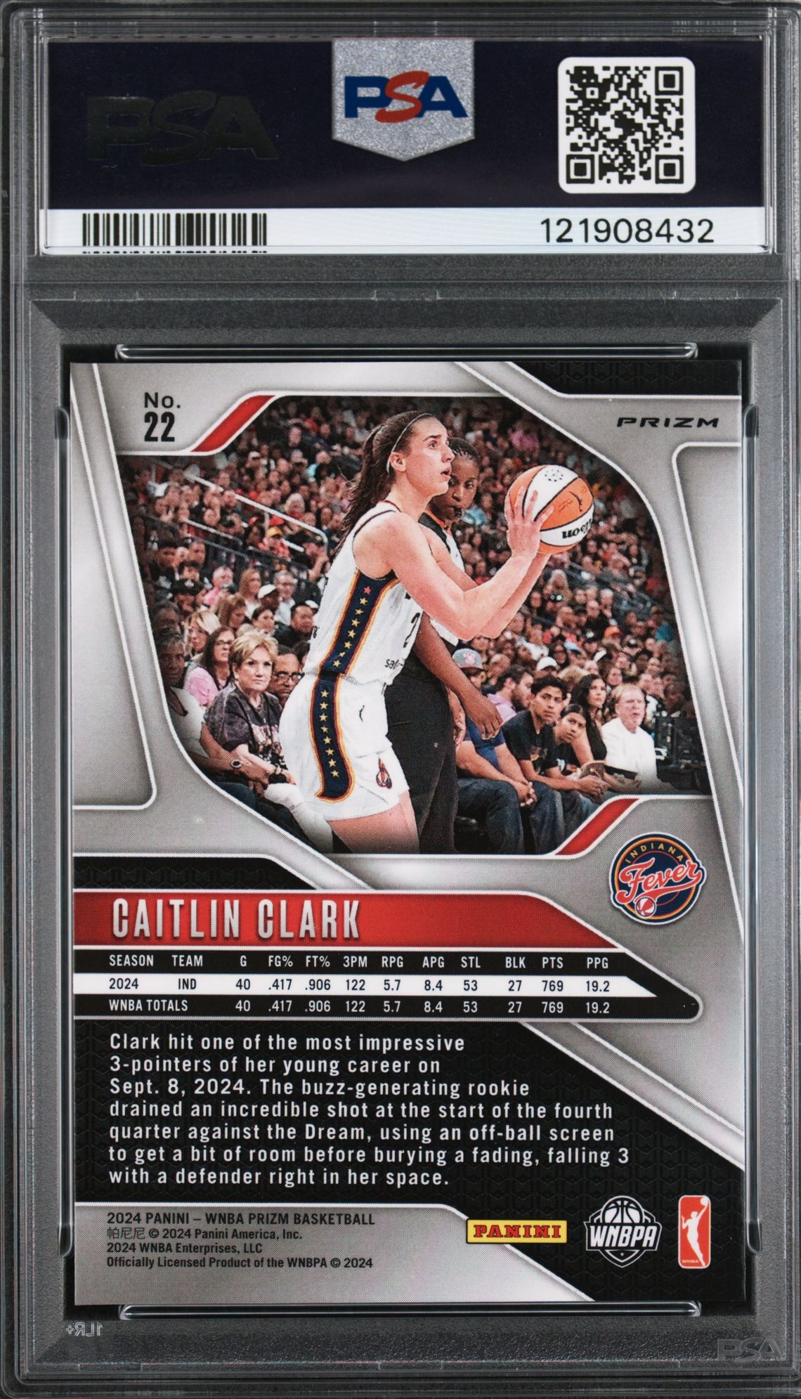 2024 Panini Prizm Wnba Caitlin Clark #22 (Wnba Logo Prizm) Mint 9 back