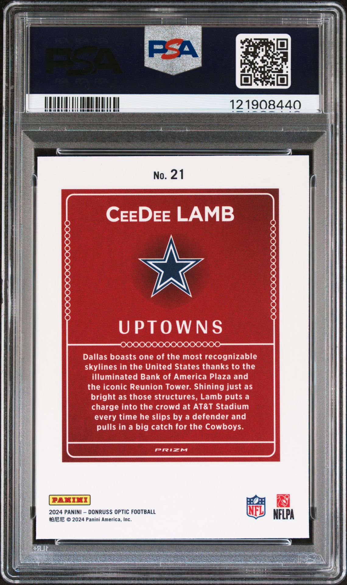 2024 Panini Donruss Optic Uptowns Ceedee Lamb #21 Mint 9 back