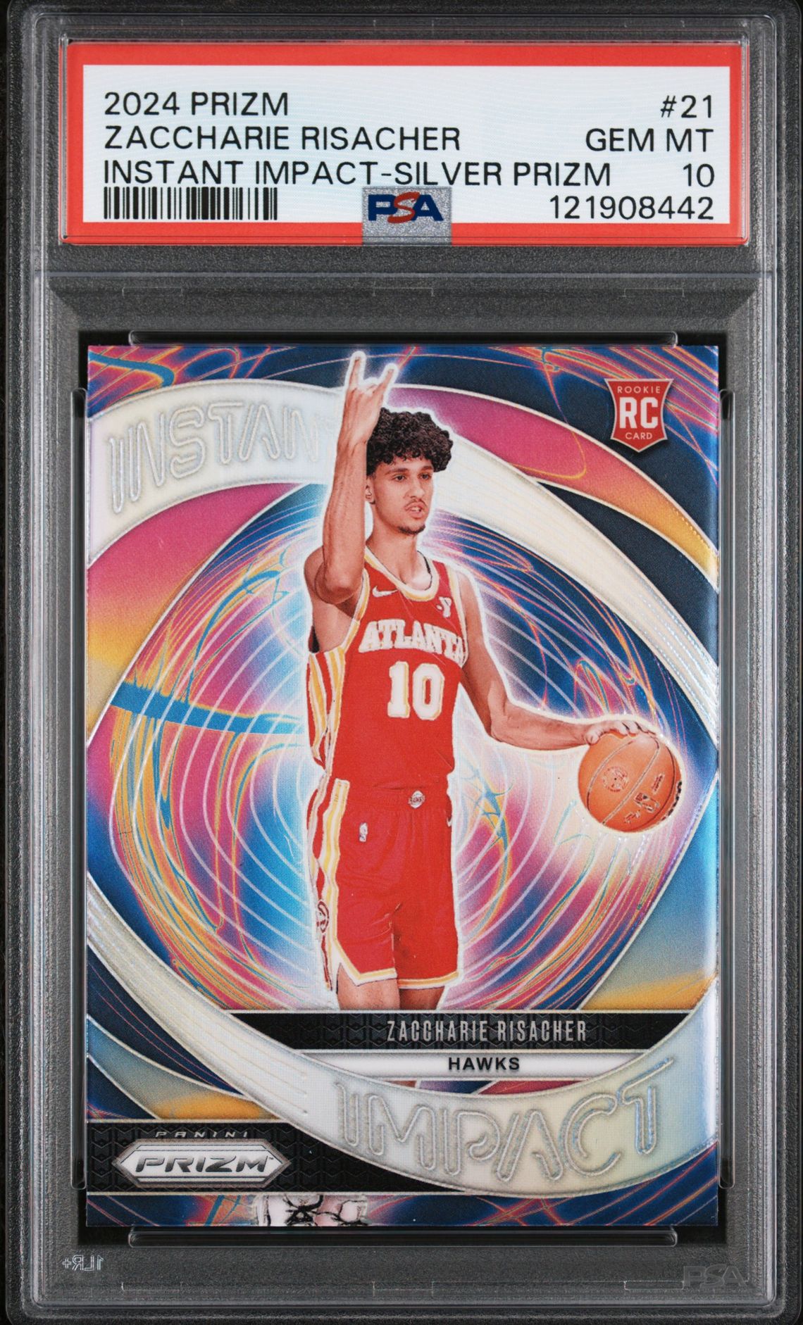 2024 Panini Prizm Instant Impact Zaccharie Risacher #21 (Instant Impact-Silver Prizm) Gem Mt 10 front