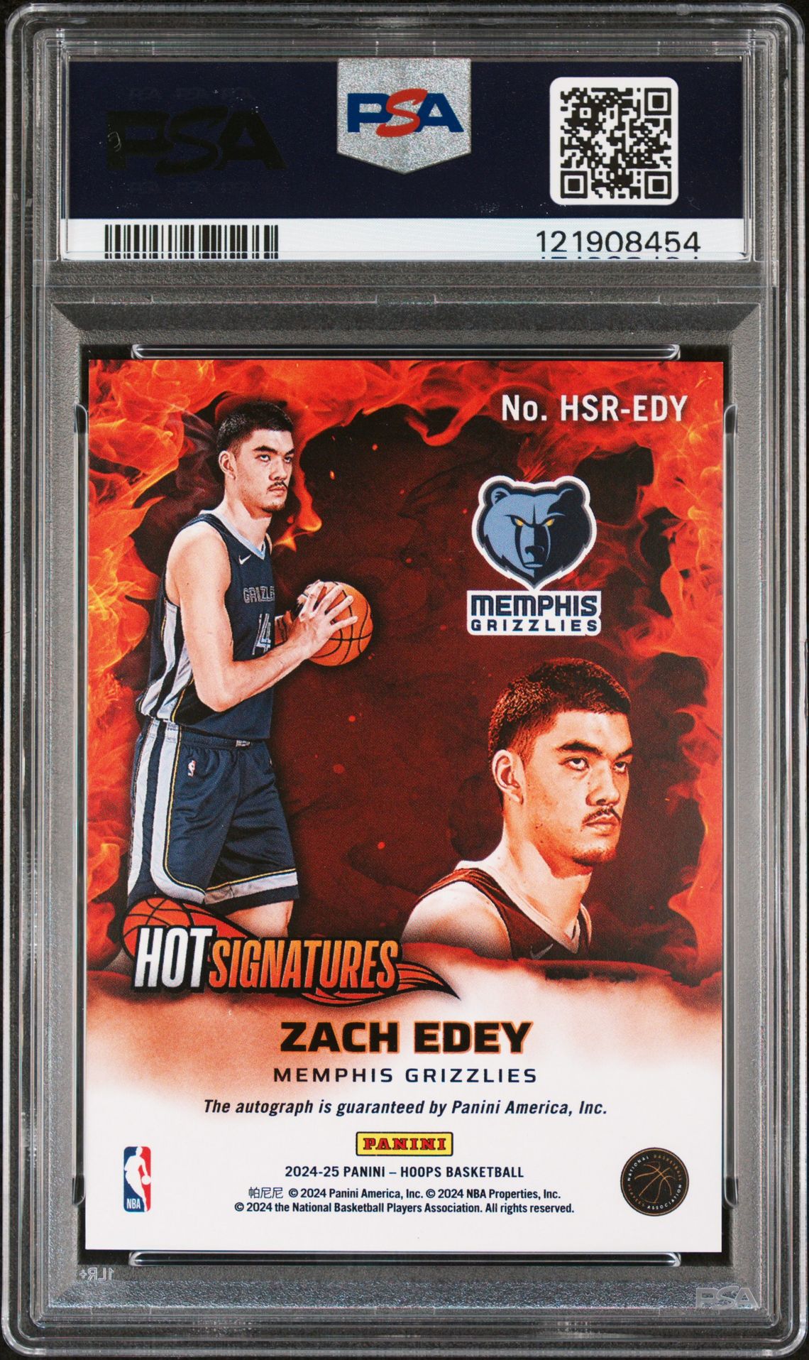 2024 Panini Nba Hoops Hot Signatures Rookies Zach Edey #Hsredy Nm-Mt 8 back