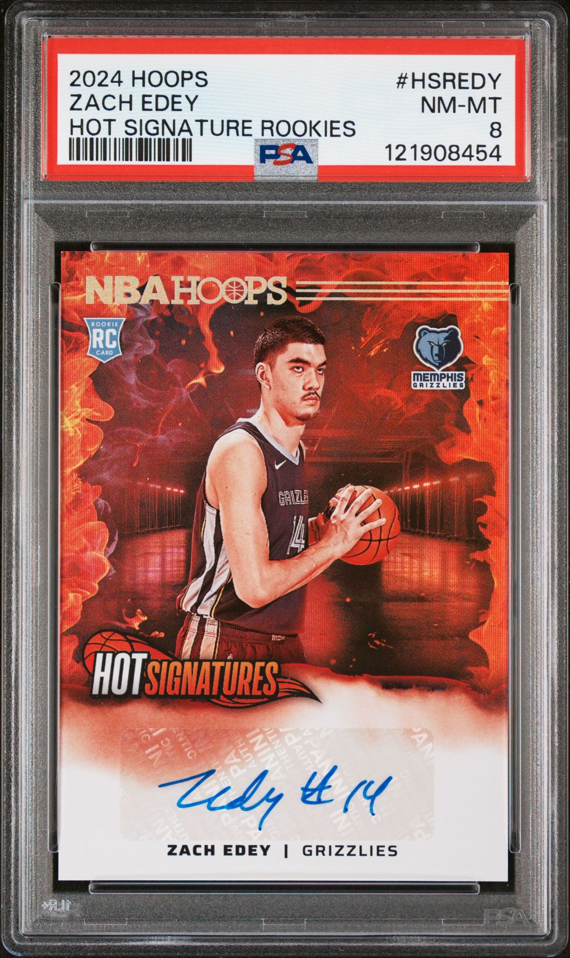 2024 Panini Nba Hoops Hot Signatures Rookies Zach Edey #Hsredy Nm-Mt 8 front