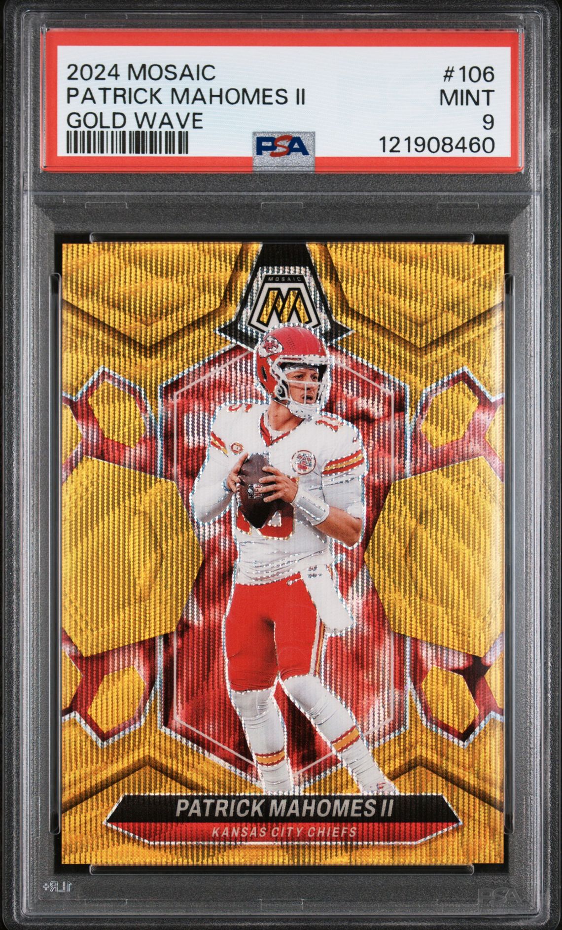 2024 Panini Mosaic Patrick Mahomes Ii #106 (Gold Wave) Mint 9 front