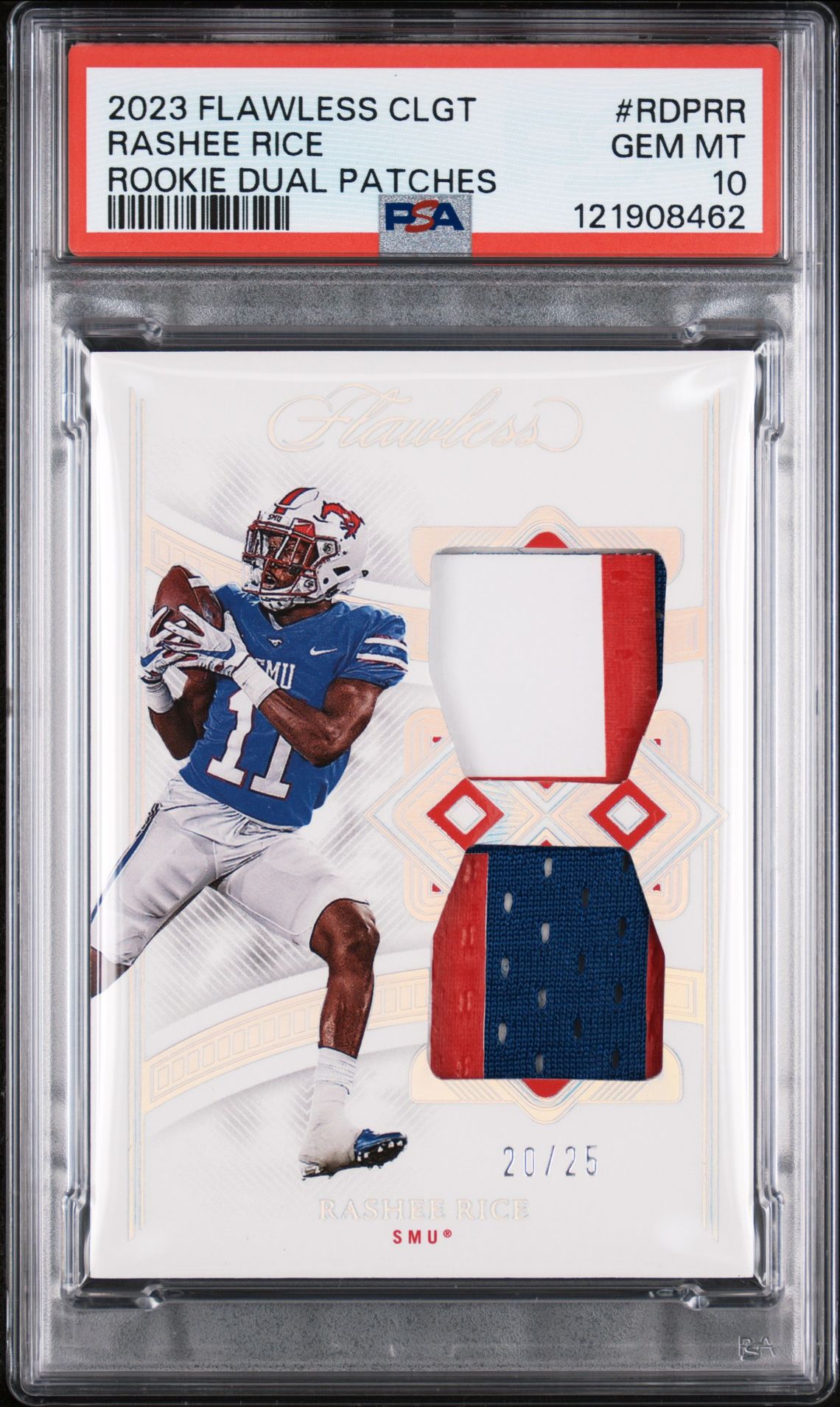 2023 Panini Flawless Collegiate Rookie Dual Patches Rashee Rice #Rdprr Gem Mt 10 front