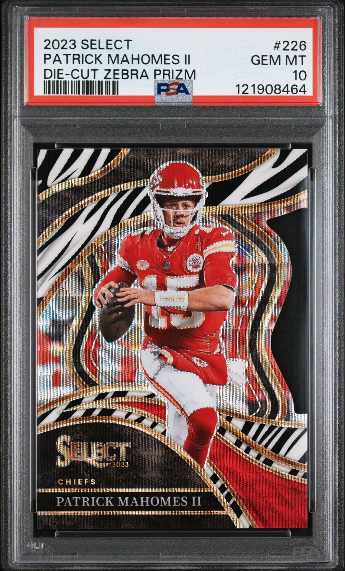 2023 Panini Select Patrick Mahomes Ii #226 (Die-Cut Zebra Prizm) Gem Mt 10 front