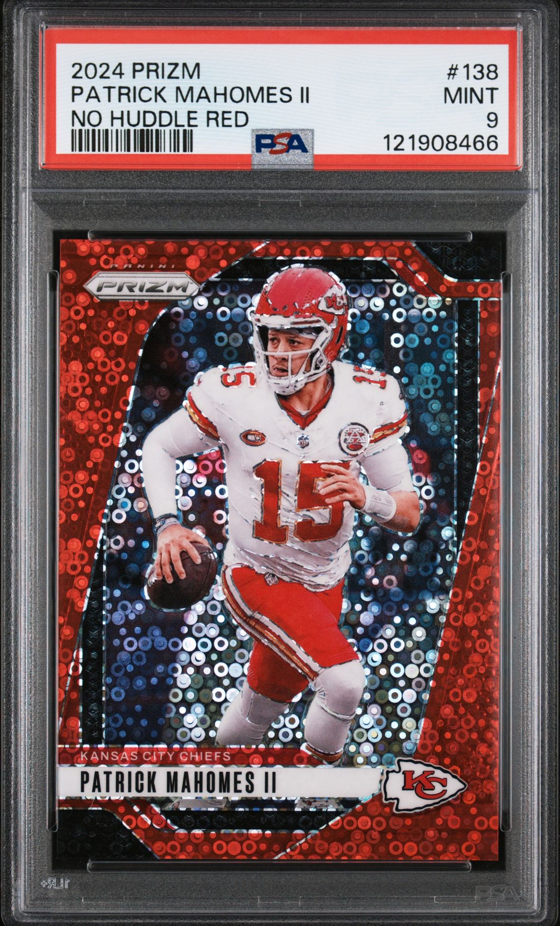 2024 Panini Prizm Patrick Mahomes Ii #138 (No Huddle Red) Mint 9 front