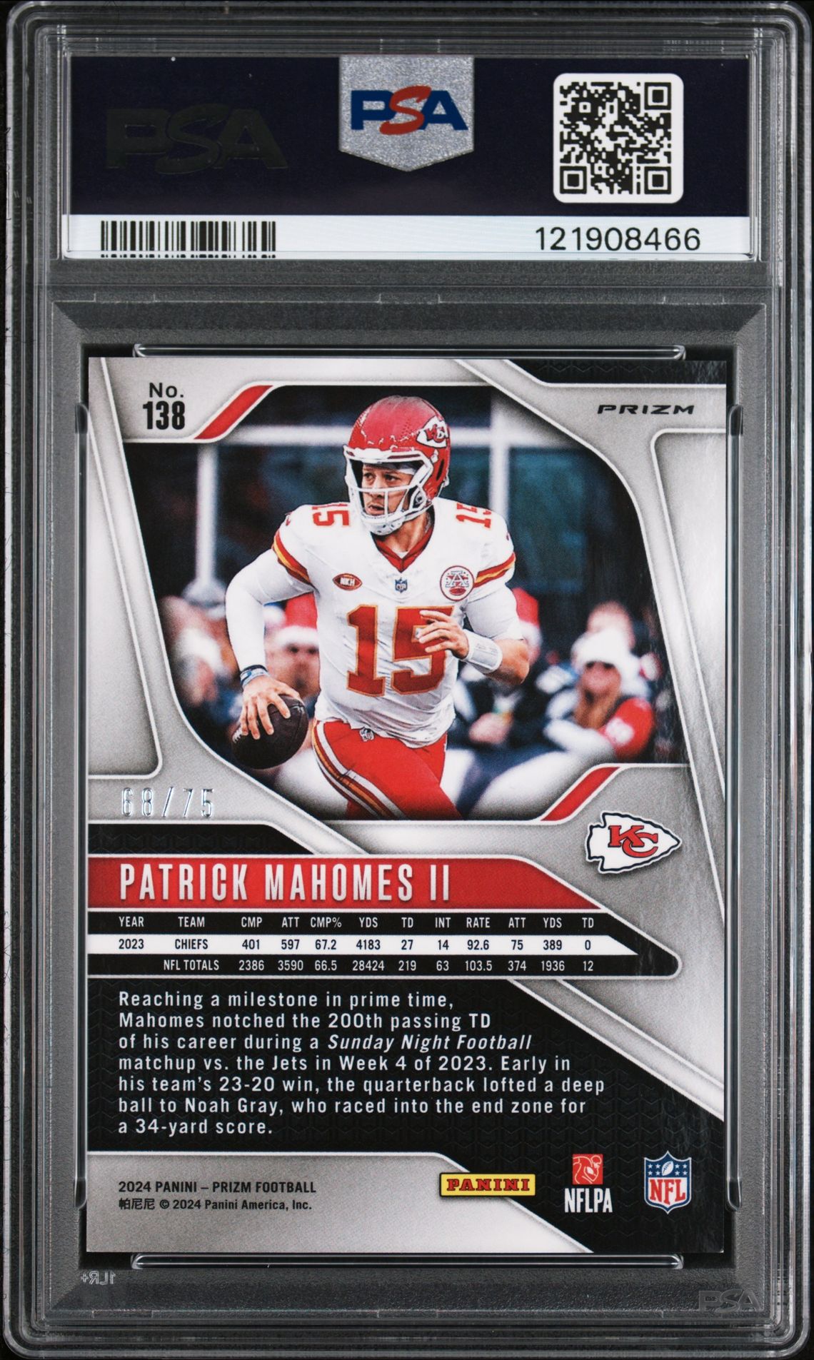 2024 Panini Prizm Patrick Mahomes Ii #138 (No Huddle Red) Mint 9 back