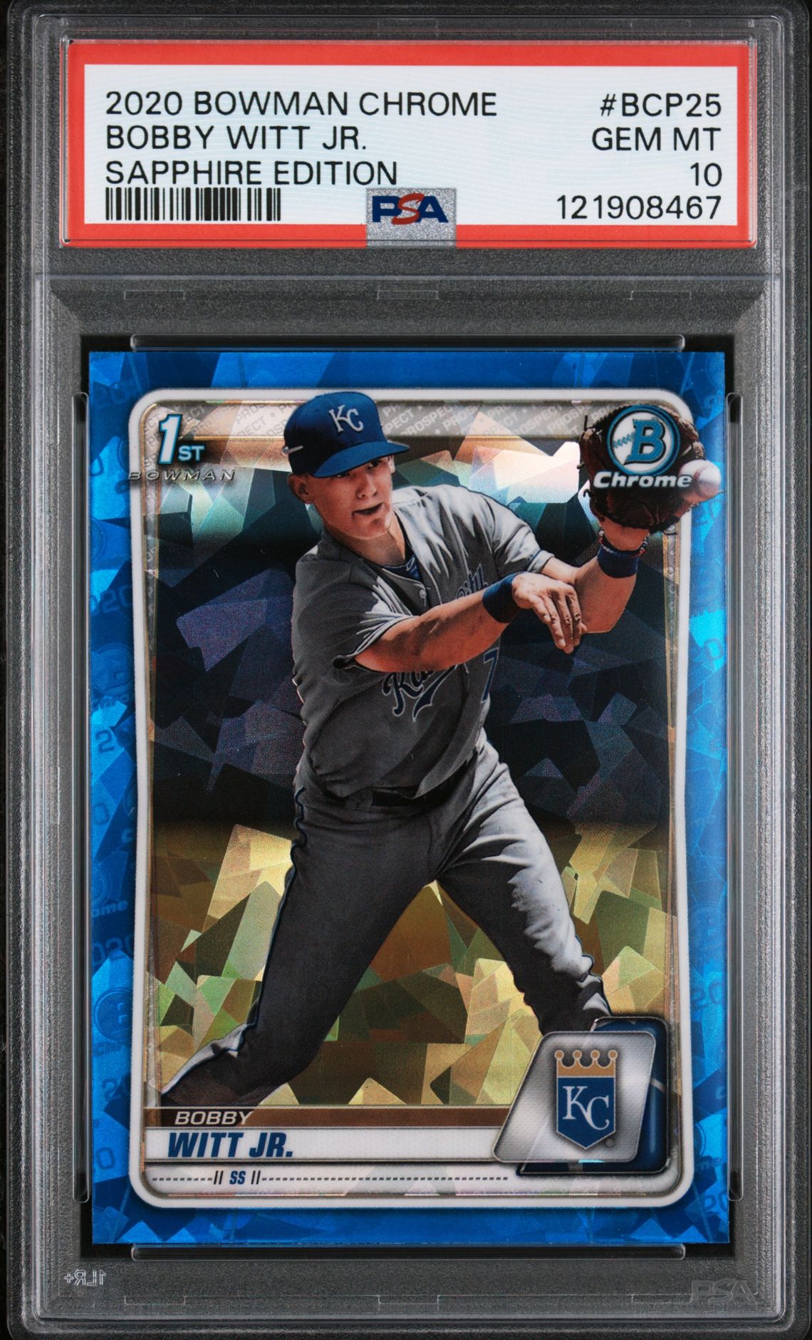 2020 Bowman Chrome Sapphire Edition Bobby Witt Jr. #Bcp25 (Sapphire Edition) Gem Mt 10 front