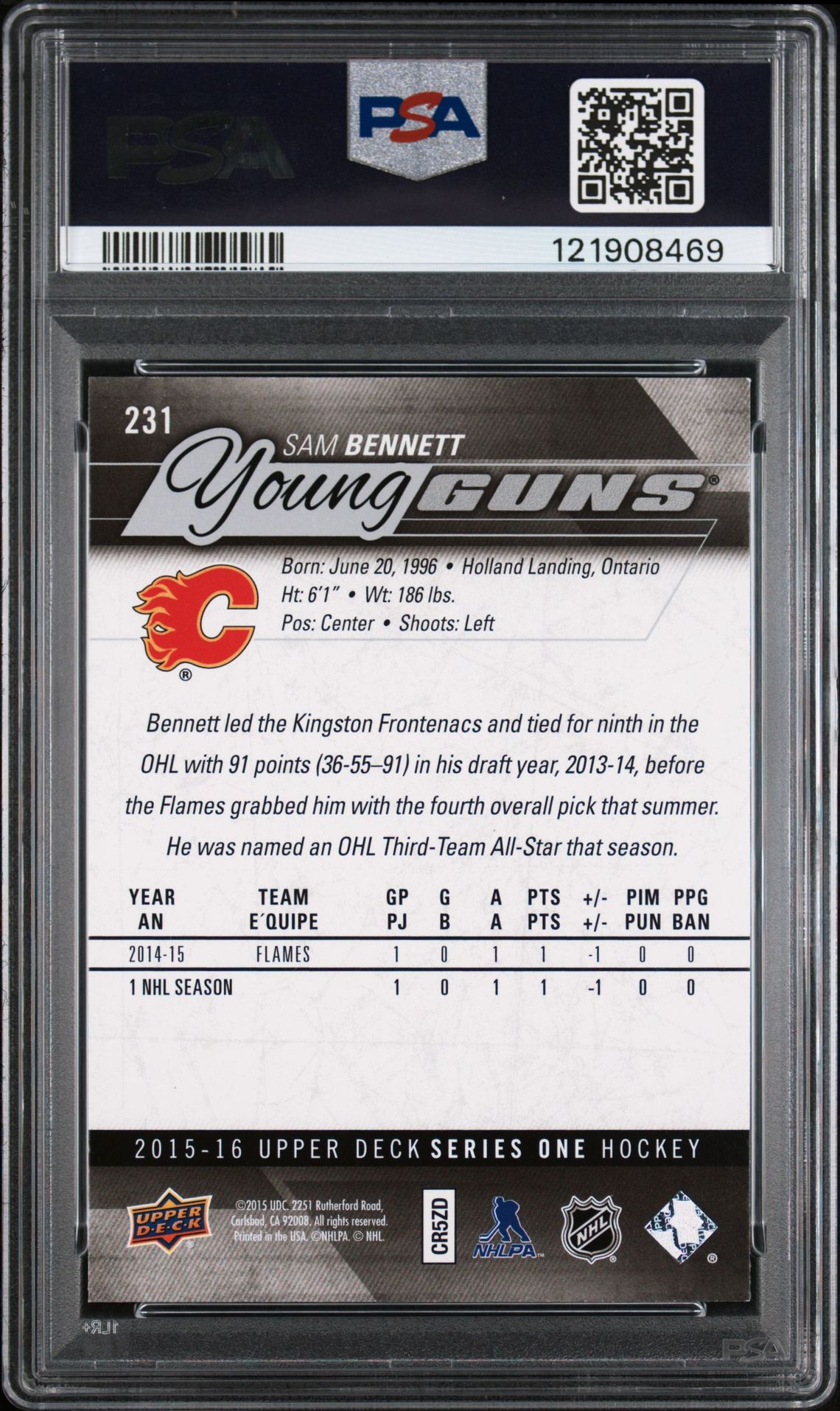 2015 Upper Deck Sam Bennett #231 Mint 9 back