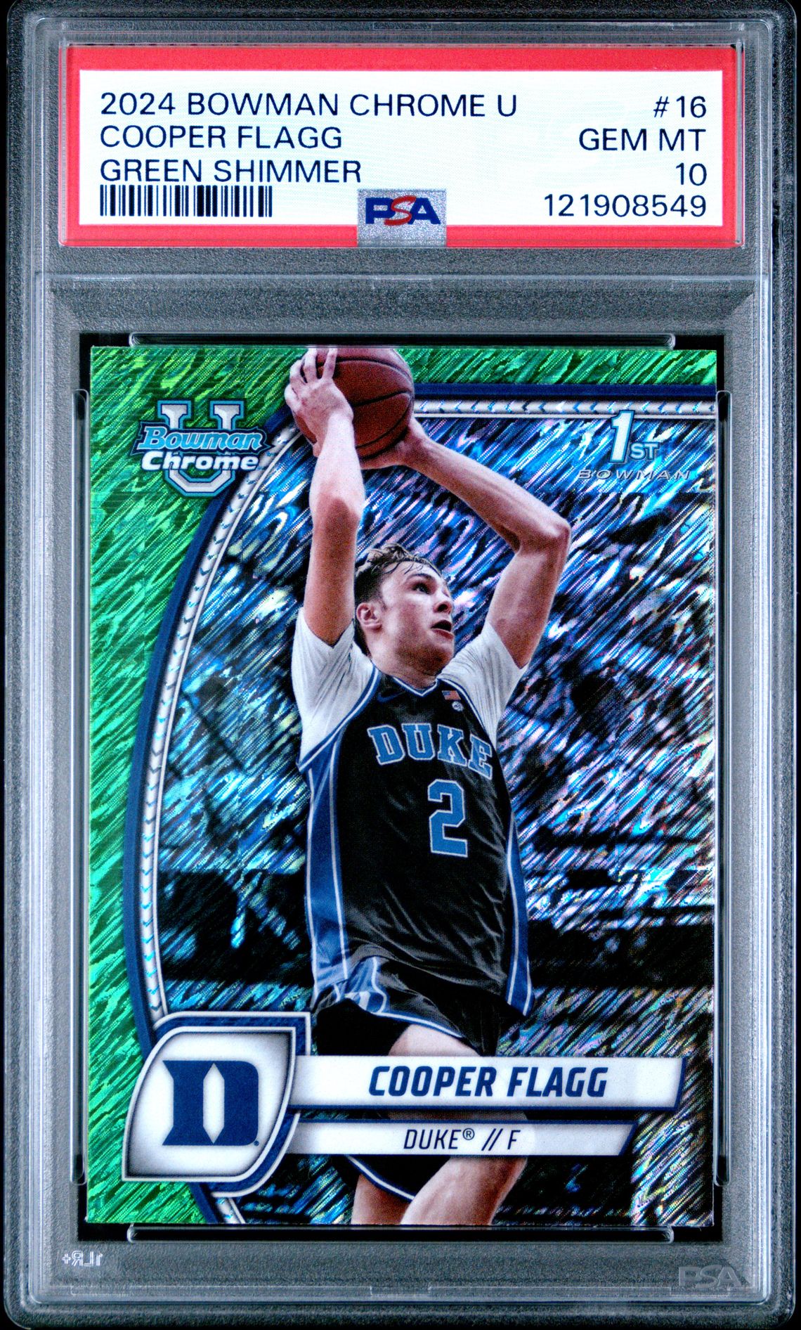 2024 Bowman Chrome University Cooper Flagg #16 (Green Shimmer) Gem Mt 10 front